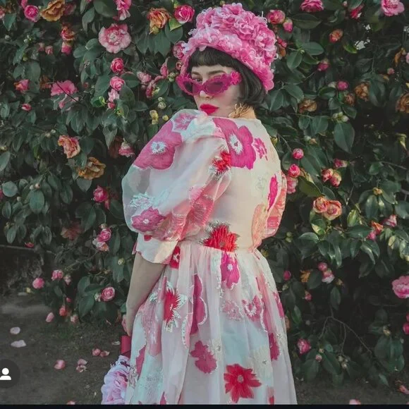 Sister Jane rare pink and red floral wrap dress size small - Picture 2 of 8